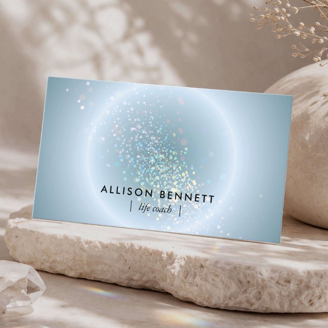 Life Coach Celestial Glow Minimal Dusty Blue Business Card (Creator Uploaded)