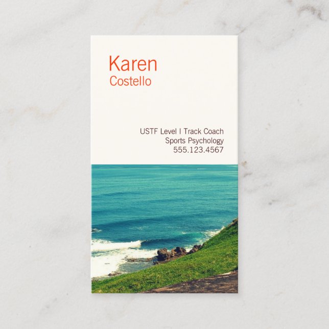 Life Coach Colourful Ocean View Business Card (Front)