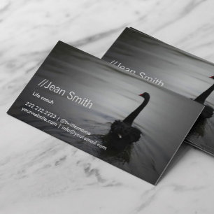Life Coach Counsellor Elegant Black Swan Business Card