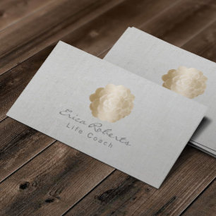 Life Coach Counsellor Gold Succulent Classy Linen Business Card