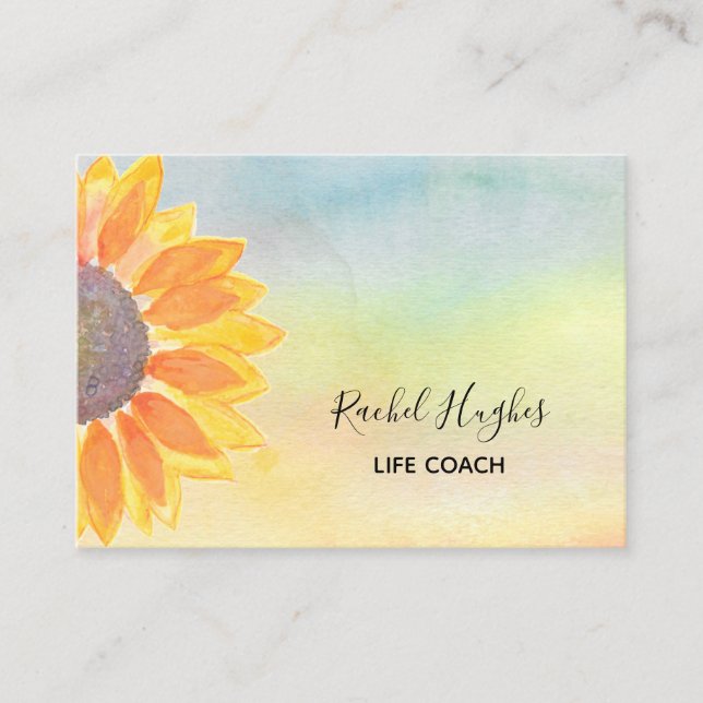 Life Coach Floral Watercolor Business Card (Front)