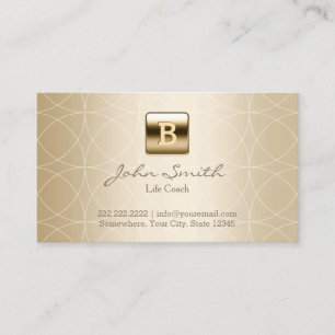 Life Coach Gold Monogram Geometric Business Card