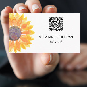 Life Coach QR Code Botanical  Business Card