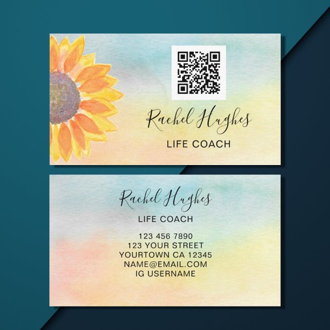 Life Coach QR Code Colourful Business Card (Creator Uploaded)