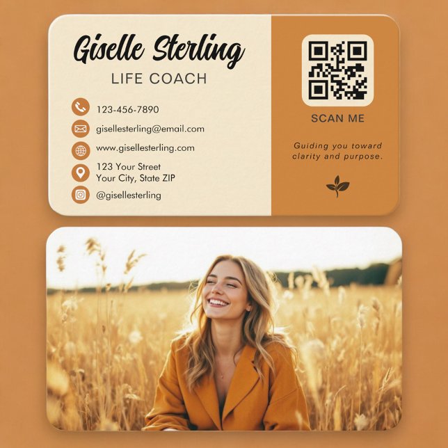 Life Coach QR Code Photo Business Card (Creator Uploaded)