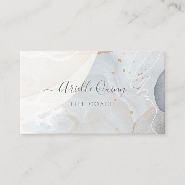 Life Coach Serene Abstract Watercolor Business Card (Front)