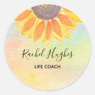 Life Coach Sunflower Colourful Classic Round Sticker