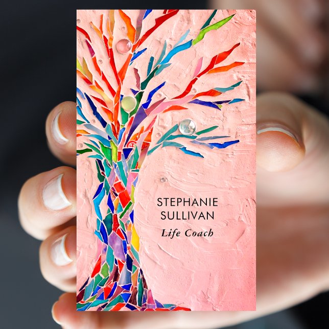Life Coach Tree Of Life Coral Business Card (Creator Uploaded)