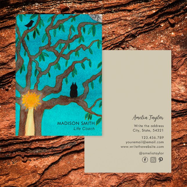 Life Coach Tree Of Life Social Media Business Card (Front and Back)