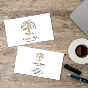 life coach tree of life therapist yoga healer busi business card
