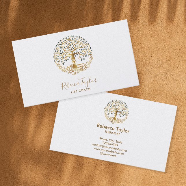 life coach tree of life therapist yoga healer busi business card (Creator Uploaded)