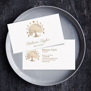 life coach tree of life therapist yoga moon phases business card