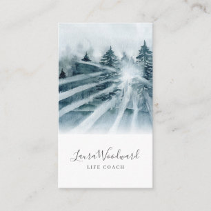 Life Coach Watercolor Sun Through Forest Business Card