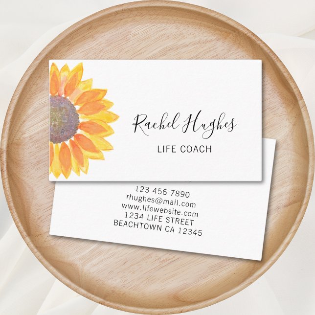 Life Coach Yellow Sunflower Business Card (Creator Uploaded)