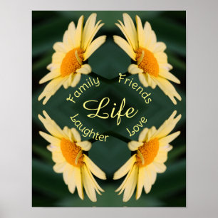 Life Daisy Flower Abstract Inspirational Words Poster