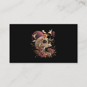 Life & Death Skull Flowers Skeleton Halloween Japa Business Card