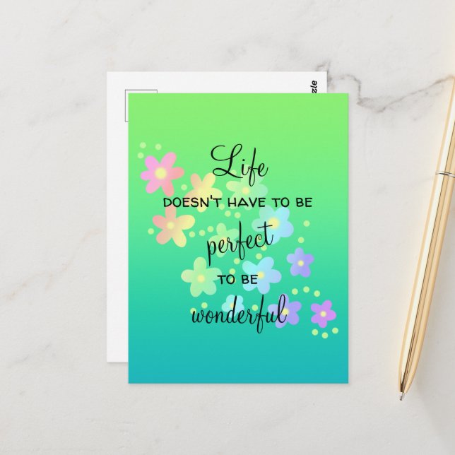 Life Doesn't Have to be Perfect Rainbow Postcard (Front/Back In Situ)