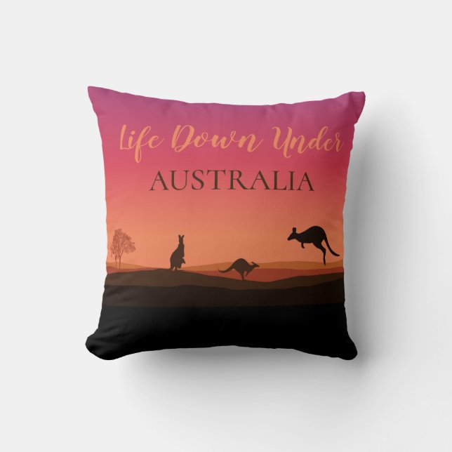 Life Down Under Kangaroo Australia Throw Pillow (Front)