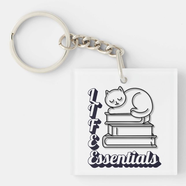 LIFE Essentials Word Art | Books & Cats Lovers Key Ring (Front)