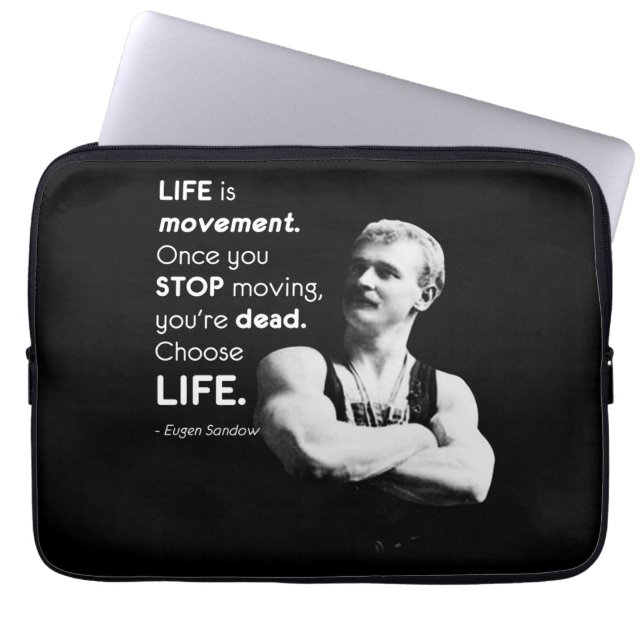 Life - Eugen Sandow Bodybuilding Motivational Laptop Sleeve (Front)