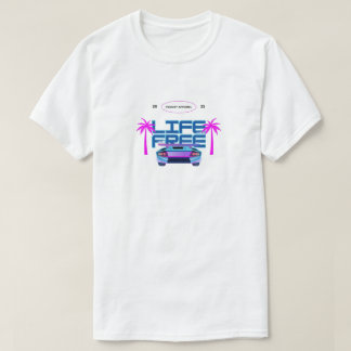 Life Free Neon Retro Car T-Shirt | Aesthetic Palm 