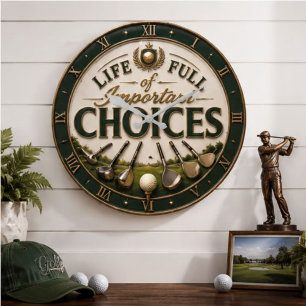 Life Full of Important Choices Golf Large Clock