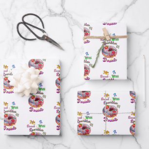 Life Giftwrap Is Sweet With Sparkles Of Doughnuts Wrapping Paper Sheet