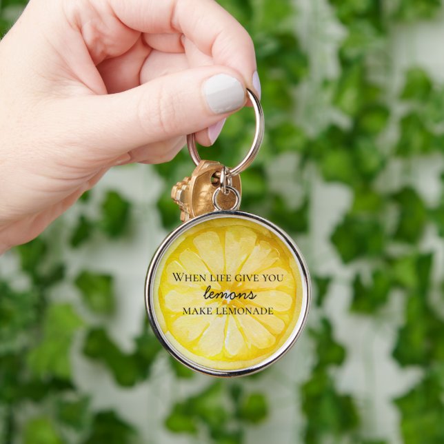 Life Gives You Lemons Quote Key Ring (Hand)