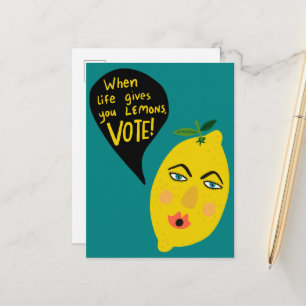 Life Gives You Lemons Vote 2024 Elections Cute USA Postcard