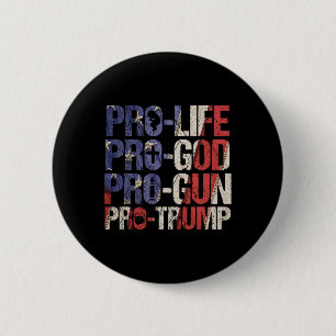 Life God Gun Trump Usa Re-elect Donald Trump 2020  6 Cm Round Badge