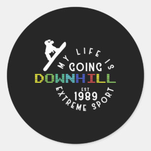 Life Going Downhill Snowboarder Freestyle Winter S Classic Round Sticker