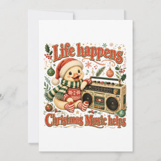 Life Happens Christmas Music Helps Invitation