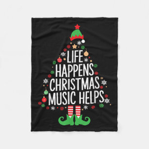 Life Happens Christmas Music Helps Matching Family Fleece Blanket
