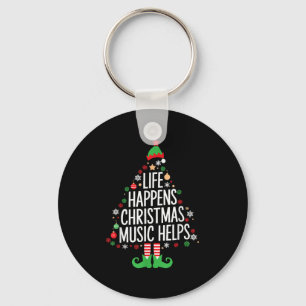 Life Happens Christmas Music Helps Matching Family Key Ring