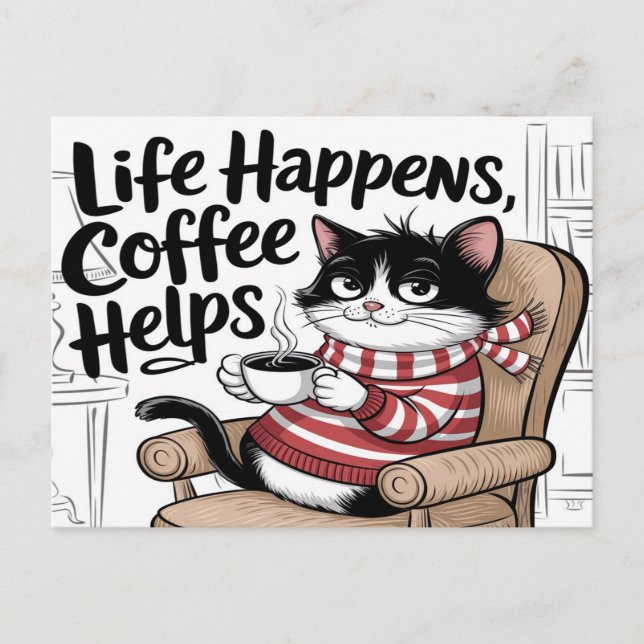 Life Happens Coffee Helps Postcard (Front)