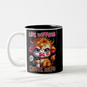 Life Happens Coffee Helps  Two-Tone Coffee Mug