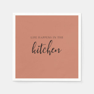 'Life Happens In The Kitchen' Warm Terracotta Boho Napkin