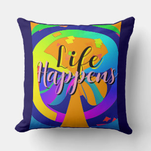Life Happens Rainbow Print Cushion