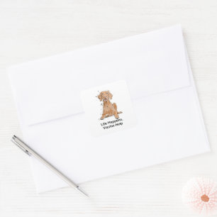 Life Happens Vizslas Help Cartoon Square Sticker