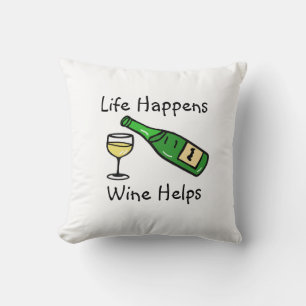 Life Happens, Wine Helps Funny Quotes Home Decor Cushion