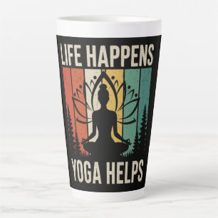 Life Happens Yoga Helps Latte Mug