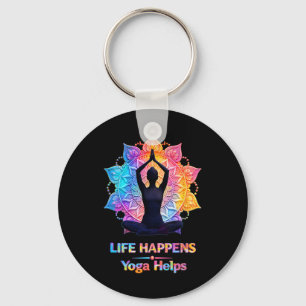 Life Happens Yoga Helps Meditating Yoga Mandala Lo Key Ring