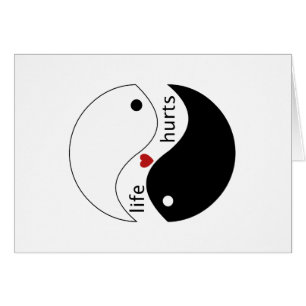 Life hurts, heart, and yin-yang symbol