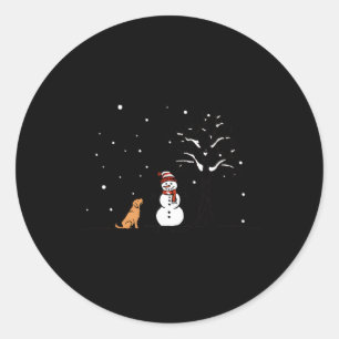 Life I Love You Peaceful Winter Snowman Dog Themed Classic Round Sticker