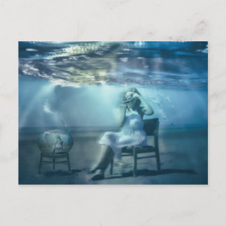 Life in a Goldfish Bowl surreal art Postcard