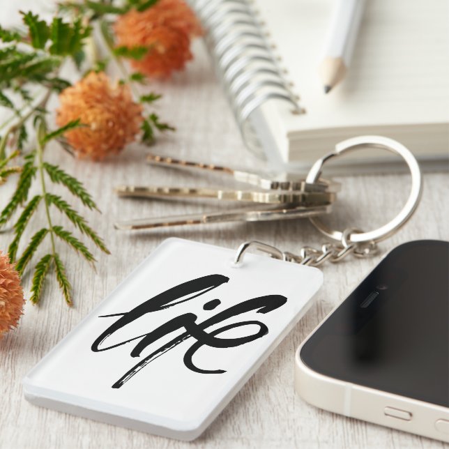 Life in Brushed Black Key Ring (Front Right)