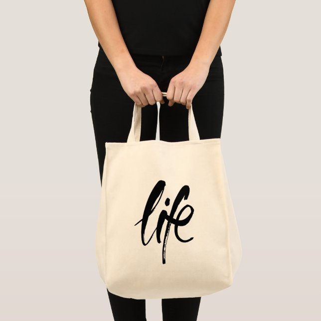 Life in Brushed Black Tote Bag (Front (Product))