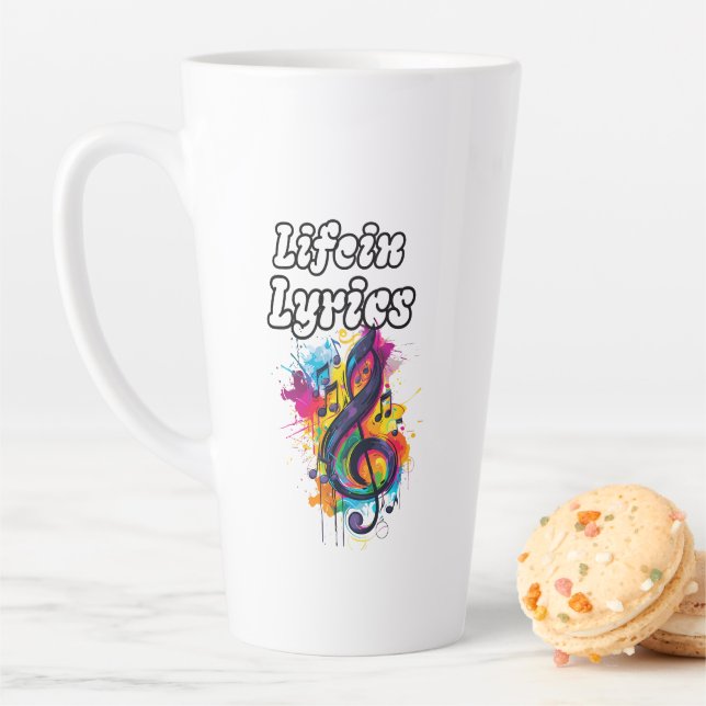 "Life in Lyrics" colour notes typography design Latte Mug (In Situ)