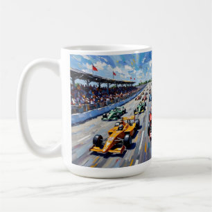 Life in Motion – Indy Car Racing Oil Painting Coffee Mug
