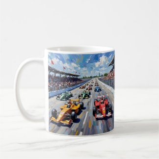 Life in Motion – Indy Car Racing Oil Painting Coffee Mug